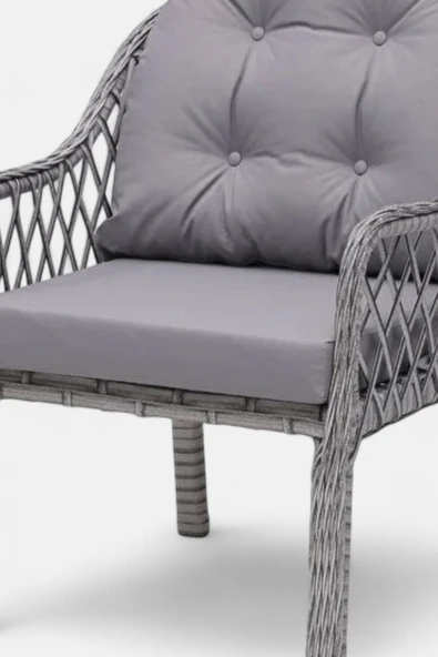 Niron I2 Defne 2 Kişilik Bahçe ve Balkon Oturma Takımı - Sehpalı Rattan Çay Seti - Özel Teslimat - 4