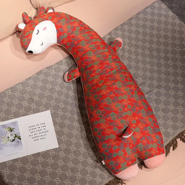 Çiçek Desenli Uzun Yastık Peluş Oyuncak - Kaz - 130cm - 12