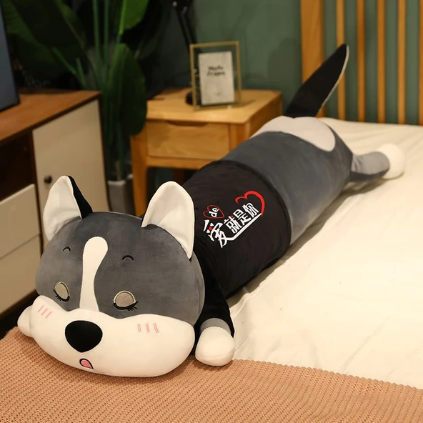 Yıkanabilir Husky Peluş Yastık - Kısık Gözler, Hayatımın Geri Kalanı Sensin - 170cm - 9