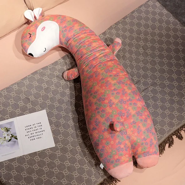 Çiçek Desenli Uzun Yastık Peluş Oyuncak - Dinozor - 100cm - 10