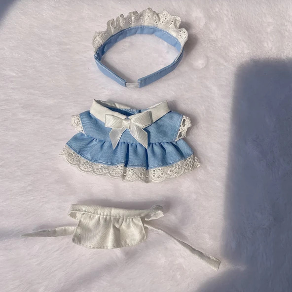 10cm Pamuklu Bebek Kıyafetleri - Mavi Kostüm (lastikli taç) - 10cm Şişman Vücut