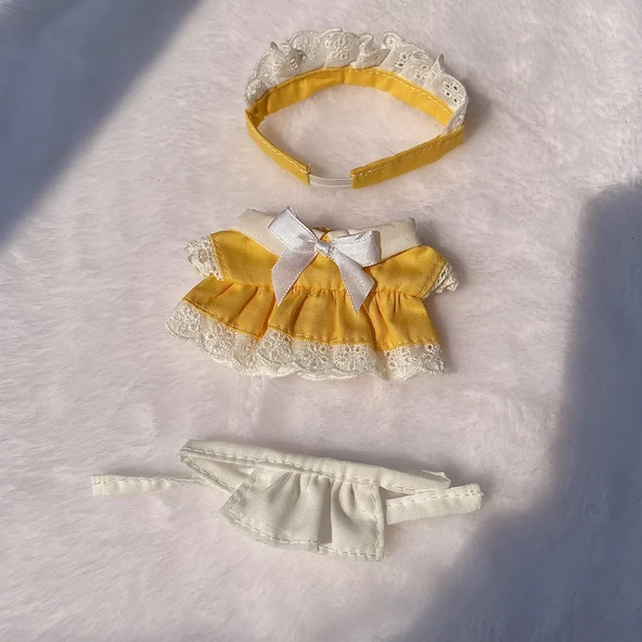 10cm Pamuklu Bebek Kıyafetleri - Sarı Kostüm (lastikli taç) - 10cm Yıldız Vücut/Normal Vücut