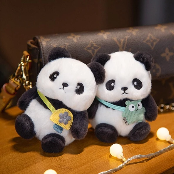 12cm Peluş Hayvan Anahtarlık - Sarı Çanta Panda - 4