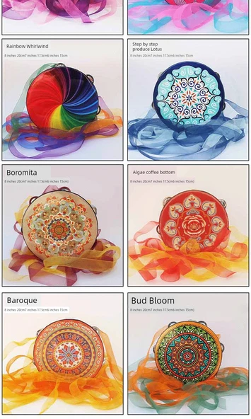 8 inç Kırmızı Davul Çemberi Xiangyun Kırmızı Alt Ribon (Kırmızı + Sarı) - Resim 10