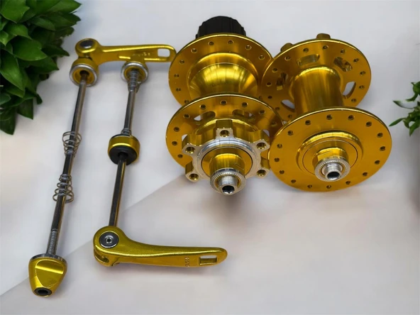 Forte Gt Xbyc 680 Bisiklet Hub Sesli Ön Arka Kaset Göbek Seti 32 Delik 6 Vida Qr Mandal Gold - 2