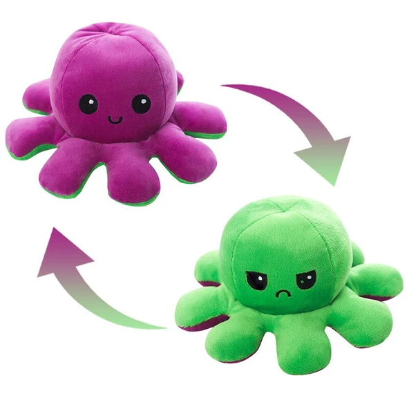 Ters Çevirilebilir Ahtapot Peluş Oyuncak - Sarıdan Turuncuya - 20cm - 4