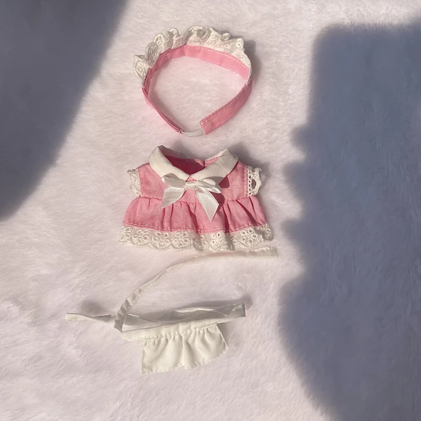 10cm Pamuklu Bebek Kıyafetleri - Pembe Kostüm (lastikli taç) - 10cm Yıldız Vücut/Normal Vücut