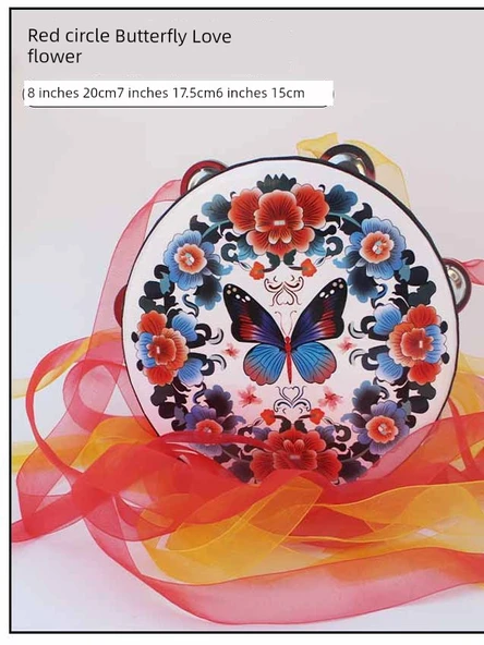 8 inç Kırmızı Davul Çemberi Xiangyun Kırmızı Alt Ribon (Kırmızı + Sarı) - Resim 4