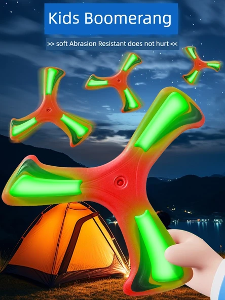 Çocuklar için Yumuşak Işıklı Boomerang - 3'lü Paket Kırmızı + Sarı + Mavi - 3