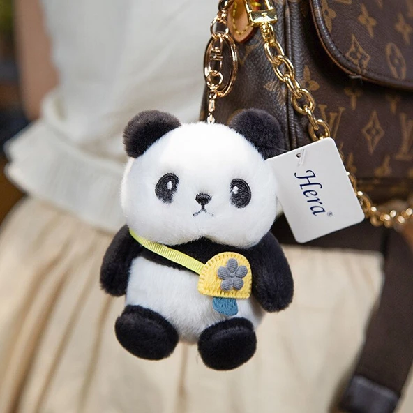 12cm Peluş Hayvan Anahtarlık - Sarı Çanta Panda - 11