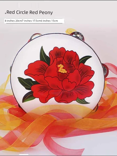 8 inç Kırmızı Davul Çemberi Xiangyun Kırmızı Alt Ribon (Kırmızı + Sarı) - Resim 2