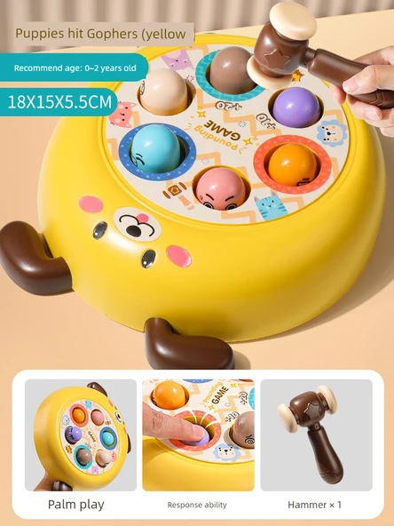 Çocuklar için Whac-A-Mole Oyun Makinesi - Sarı Köpek (1 Çekiç)