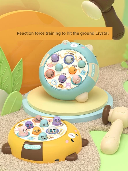 Çocuklar için Whac-A-Mole Oyun Makinesi - Şarjlı Mavi Ayı (2 Çekiç) - 2