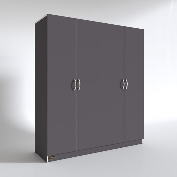 Kenzlife gardırop 4 kapılı kaktüs 180*160*52 gri XLARGE kapaklı gardolap dolap - 3