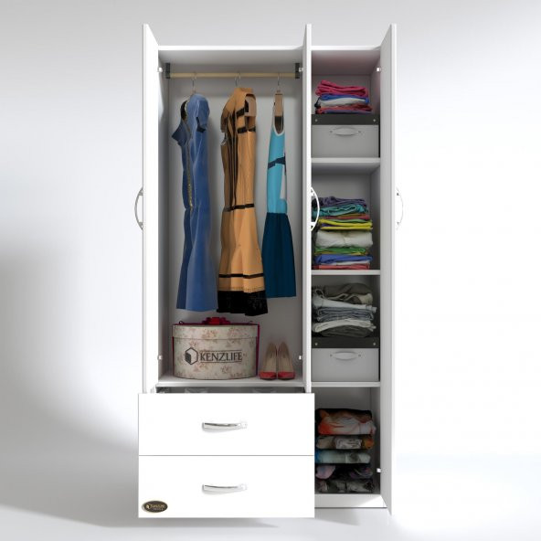 Kenzlife gardırop 3 kapılı 2 çekmeceli fesleğen 180*120*52 byz XLARGE kapaklı gardolap dolap - 2