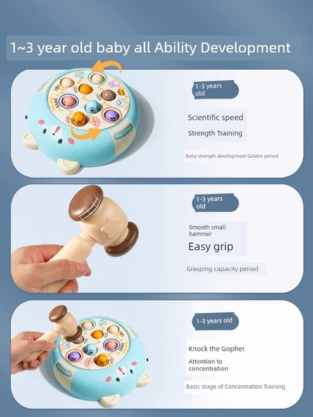 Çocuklar için Whac-A-Mole Oyun Makinesi - Sarı Köpek (1 Çekiç) - 3