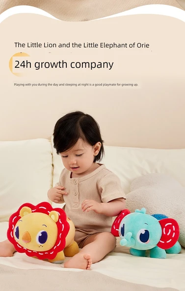 Ses ve Işık Bebek Rahatlatıcı Peluş Oyuncak El Kuklası - Venn Küçük Aslan - 10