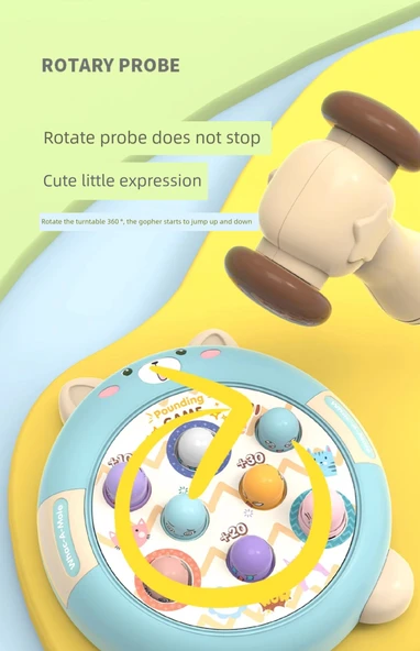 Çocuklar için Whac-A-Mole Oyun Makinesi - Sarı Köpek (1 Çekiç) - 11