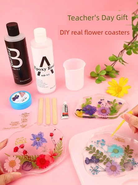 Çocuklar için DIY Malzeme Bilim Deney Kiti - Kırmızı Gerçek Çiçek Versiyonu Altlıklar + Etiketler - 2