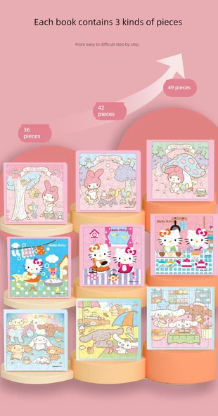 Sanrio Çocuklar Magnetik Bulmaca - Piggy Page 1-5 Tam Set - 7