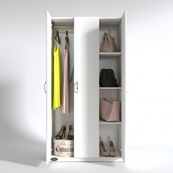 Kenzlife gardırop 3 kapılı ballıbaba 180*120*52 byz XLARGE kapaklı gardolap dolap - 2