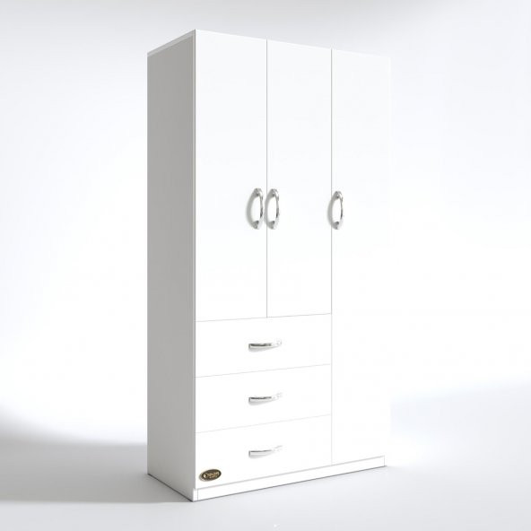 Kenzlife gardırop 3 kapılı 3 çekmeceli civanperçemi 180*120*52 byz XLARGE kapaklı gardolap dolap - 3