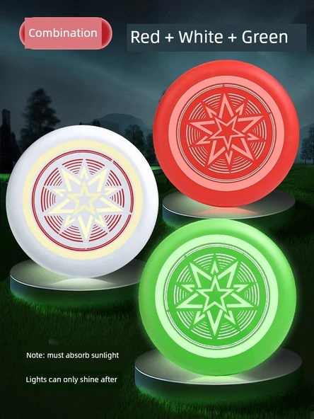 Işıklı Çocuk Güvenlik Yumuşak Frisbee - Işıklı Yeşil + Işıklı Beyaz + Işıklı Kırmızı