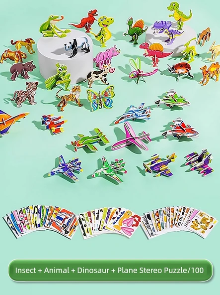 3D Eğlenceli Bulmaca - Mutlu Hediye Paketi - 100 Parça