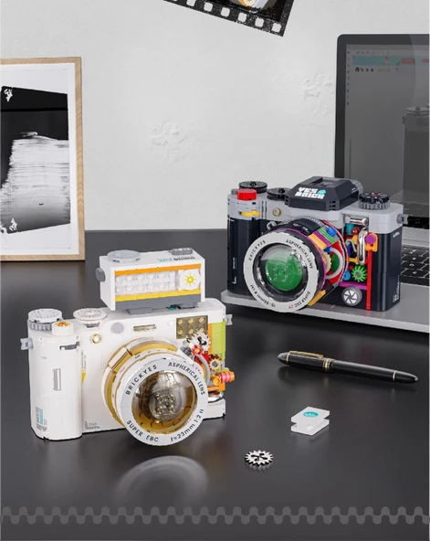 Retro Kamera Yapı Blokları Seti - Rainbow Polaroid Modeli - 8