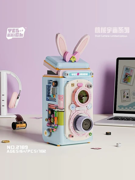 Retro Kamera Yapı Blokları Seti - Rainbow Polaroid Modeli - 4