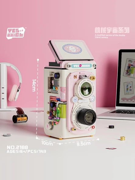 Retro Kamera Yapı Blokları Seti - Rainbow Polaroid Modeli - 5