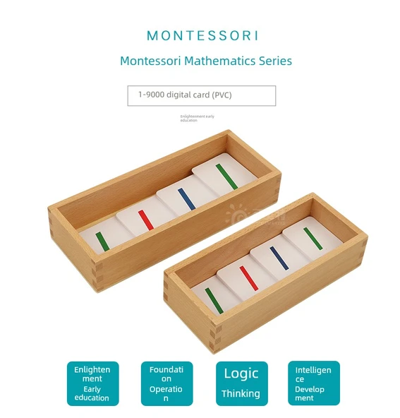 Montessori Matematik 1-1000 Ahşap Dijital Kartlar - Küçük - 9