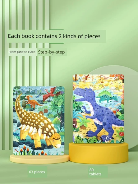Eğitici Dinozor Bulmaca Oyuncağı - Dinozor Keşfi (Model 1) - 4-8 Yaş - İki Katlı - 5