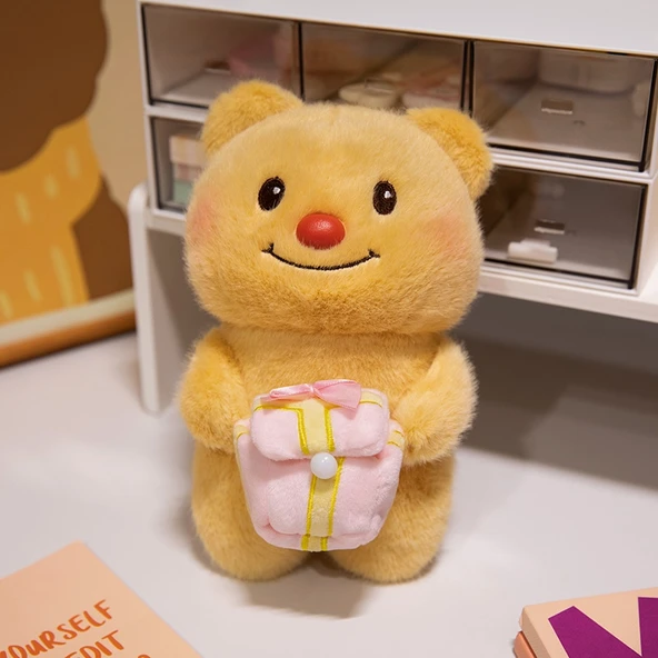 Sevimli Tereyağ Ayıcık Çiçekli Peluş Bebek - 40cm - Kayıtlı - 3