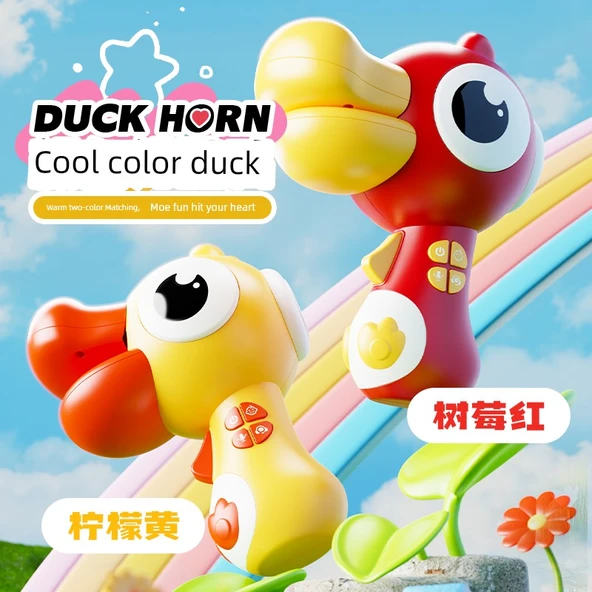 Küçük Hornlu Kırmızı Pil Yüksek Sesli Ördek Oyuncak Mikrofon - Resim 6
