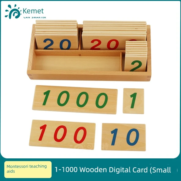 Montessori Matematik 1-1000 Ahşap Dijital Kartlar - Küçük