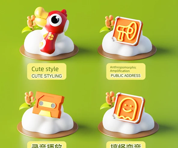 Küçük Hornlu Kırmızı Pil Yüksek Sesli Ördek Oyuncak Mikrofon - Resim 10