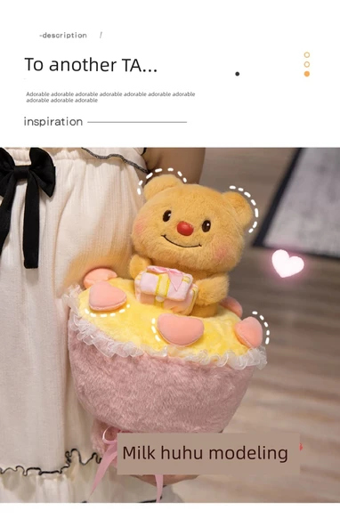 Sevimli Tereyağ Ayıcık Çiçekli Peluş Bebek - 40cm - Kayıtlı - 12