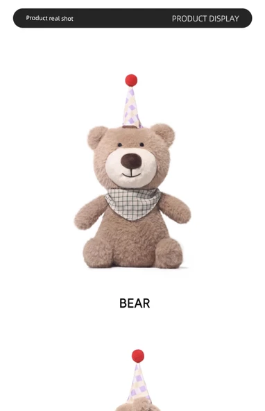 Doğum Günü Kutlama Serisi Ayı Peluş Oyuncak 28cm - Karikatür Çanta - 12
