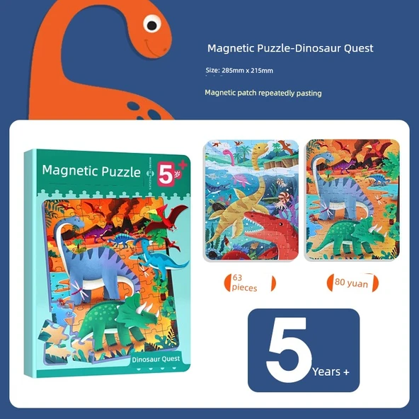 Eğitici Dinozor Bulmaca Oyuncağı - Dinozor Keşfi (Model 1) - 4-8 Yaş - İki Katlı