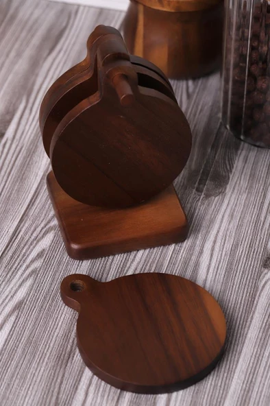 Mien Akasya Bardak Altlığı Set Standlı - 2