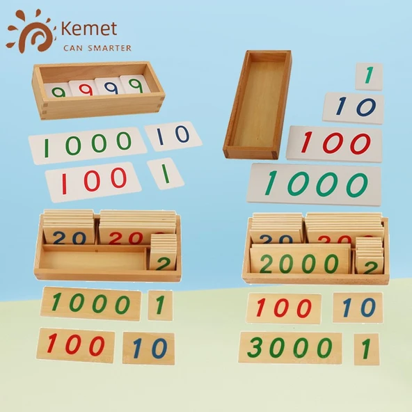 Montessori Matematik 1-1000 Ahşap Dijital Kartlar - Küçük - 2