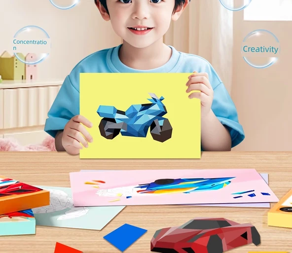 3D Geometrik Kolaj Bulmaca - Soğuk Lokomotif - 12