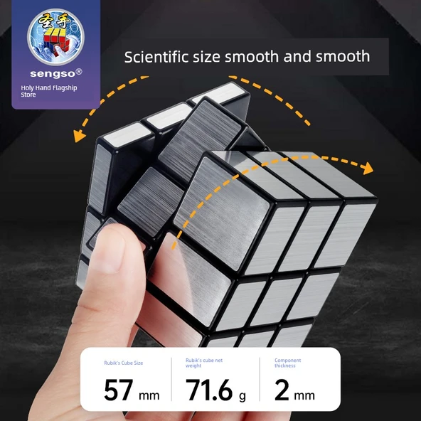 Ayna Sihirli Küp Seti - Seviye 3 Beş Rubik Küp [Siyah Alt] + Seviye 3 Ayna Gümüş [Siyah Alt] - 6