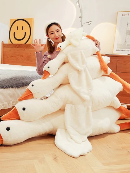 Büyük Kaz Peluş Oyuncak - Beyaz Kaz - 90cm Çocuk Şirketi - 5