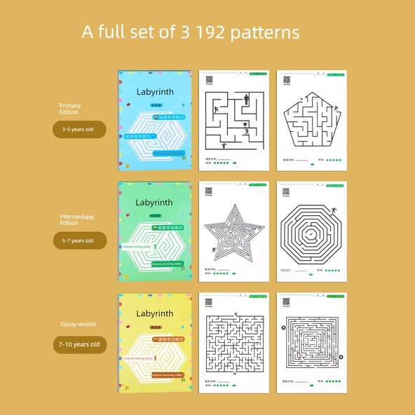Çocuk Konsantrasyon Labirenti Sudoku Eğitim Kitabı - Labirent Oyunu (Orta + Şık) 128 Sayfa - 3