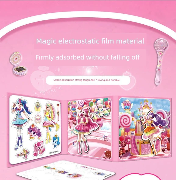 Manyetik Sessiz Kitap - Klasik Prenses Elbisesi Büyük Sticker 1 Set 2 Pembe - 9