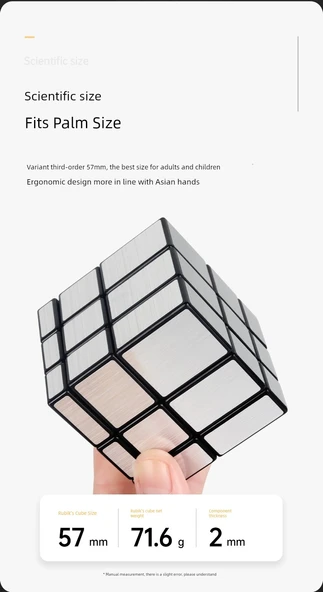 Ayna Sihirli Küp Seti - Seviye 3 Beş Rubik Küp [Siyah Alt] + Seviye 3 Ayna Gümüş [Siyah Alt] - 11