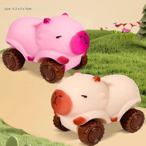Cıvıl Cıvıl Tekerlekli Oyuncak Araba - Bej + Pembe