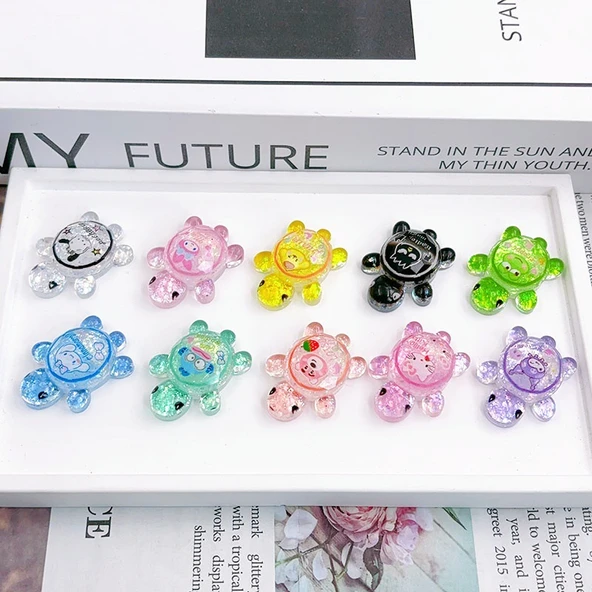 Kum Işıklı Mini Kaplumbağa Sürpriz Çantası Oyuncak - Hit Stil Orta Boy Parlak Kristal Çiçek Kaplumbağa 50 Karışık 3.3cm - 11